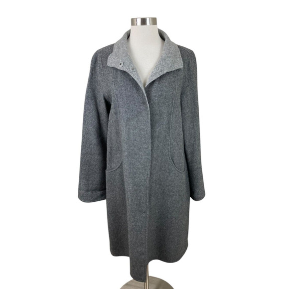 Eileen Fisher Baby Alpaca Wool Coat Oversized Gray Size XS Old Money Pockets
